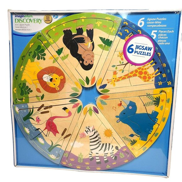 Imaginarium Discovery 6 in 1 Wood Jigsaw Puzzle Toys R Us New Sealed Age 2+ - Picture 1 of 8